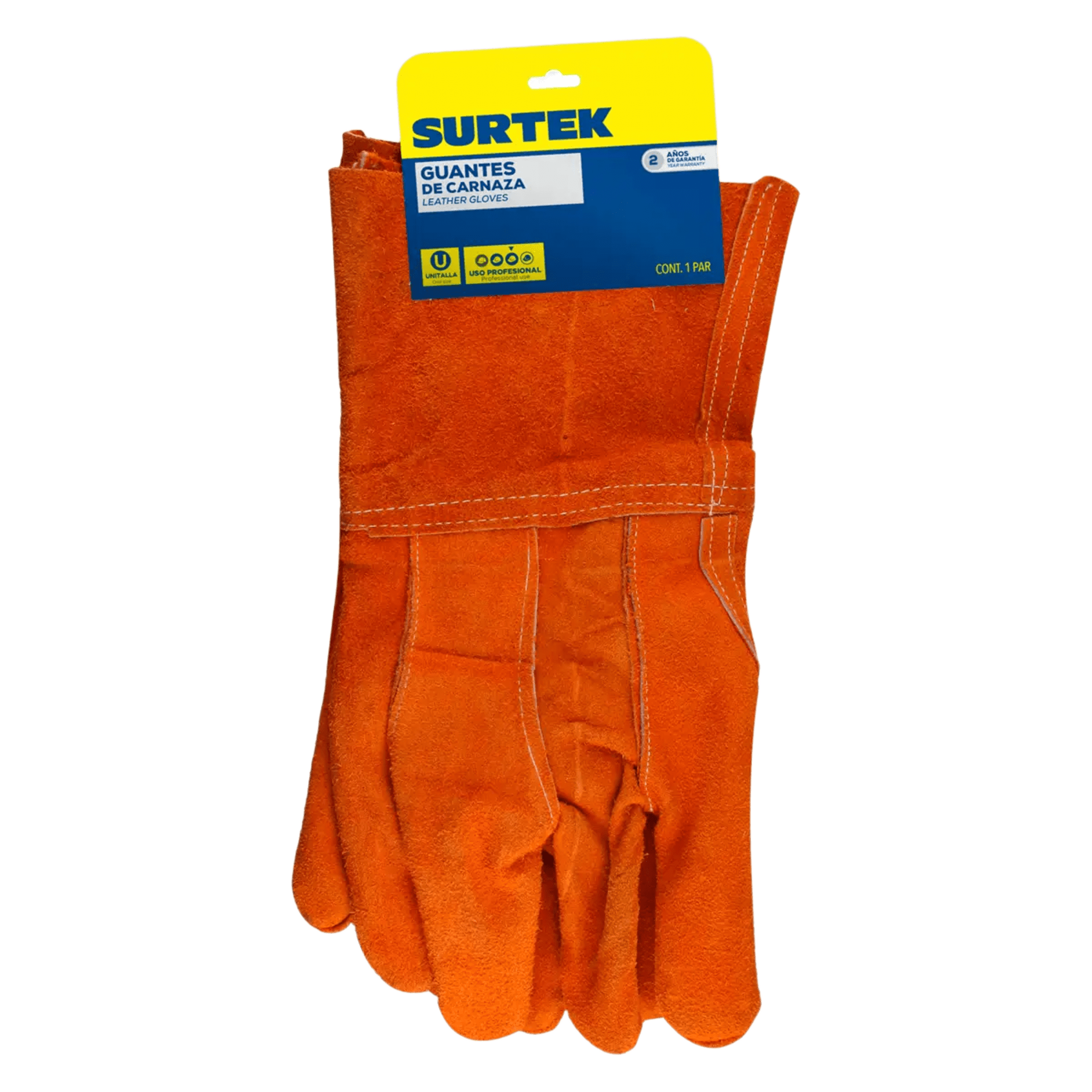 Guantes de Carnaza Largo/ Refuerzo en Palma / Resistente a Abrasión y Temperaturas Moderadas.