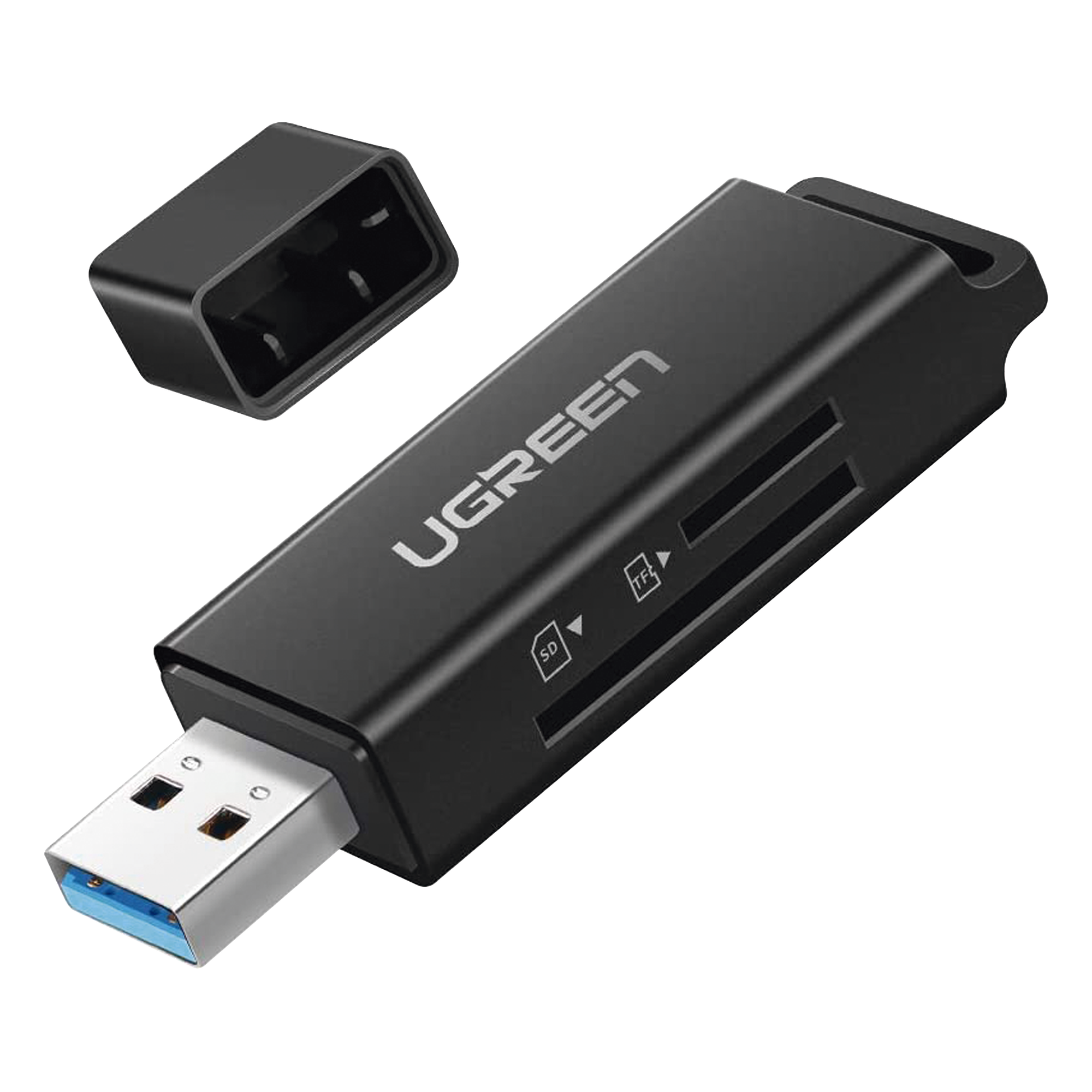 Lector de Tarjetas USB 3.0 / Doble Ranura TF/SD Simultánea / Transferencia 5 Gbps / Soporte 2 TB / Compacto con Llavero — UGREEN · SKU 40752