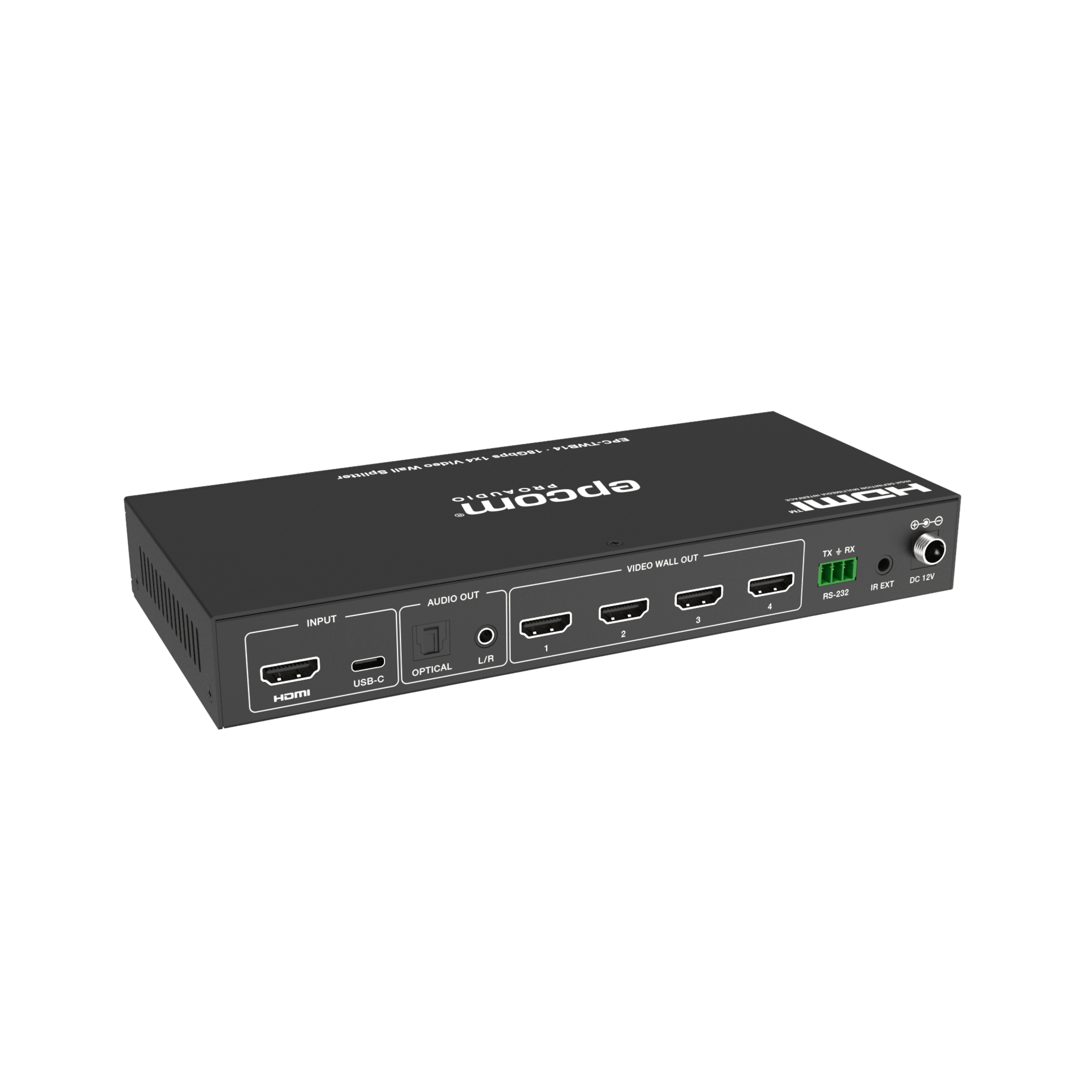 Videowall 4K 1x4 | HDMI & USB-C | 8 Modos de Visualización | Audio Óptico/Analógico | Control RS-232/IR | Plug & Play