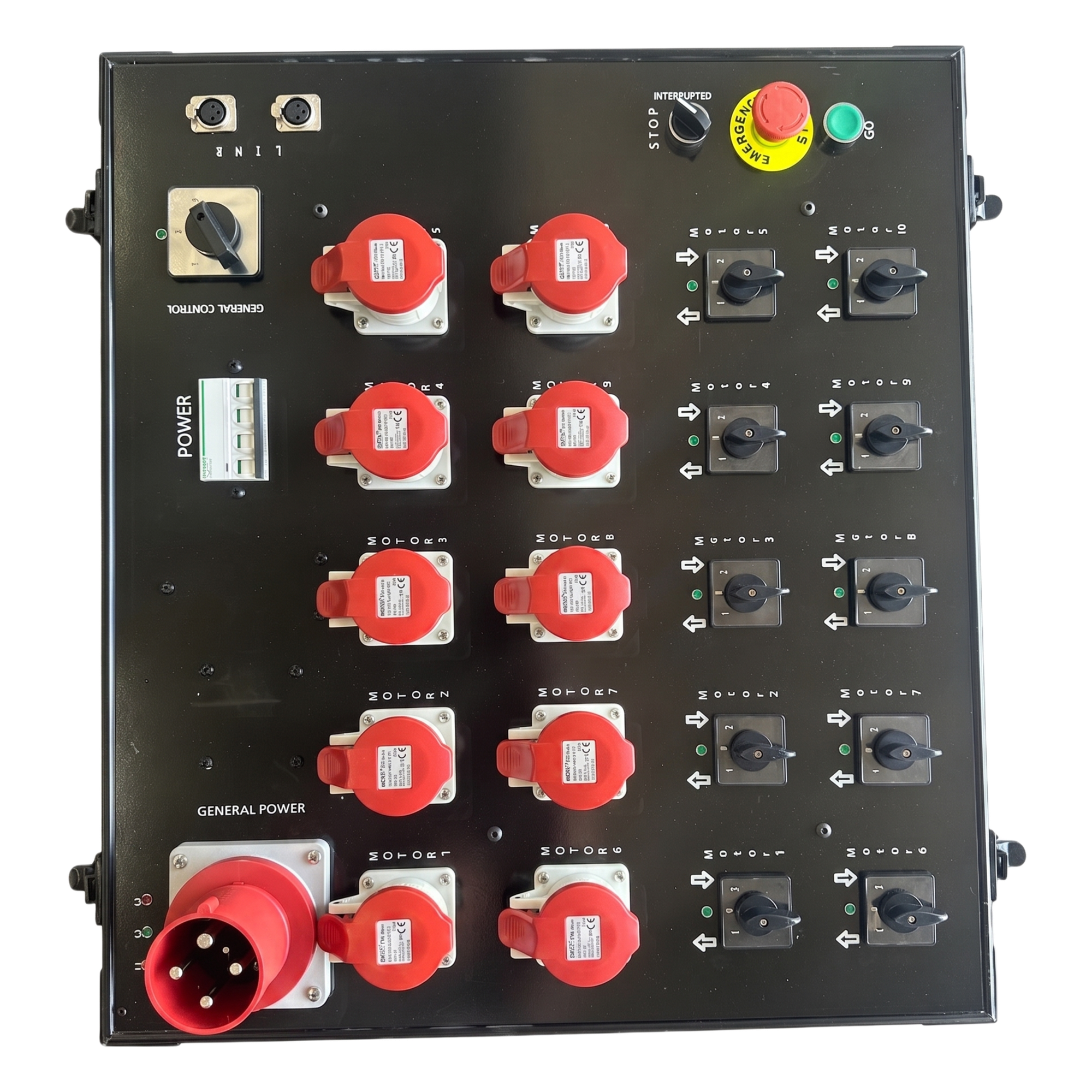 Controlador de Polipastos 10 Vías | Control Directo Trifásico 110V | Rack Touring Grade — SHINESTAGE · SKU YS-CM-10