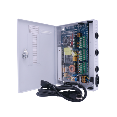 Fuente PREMIUM / 11-15 V / 18 canales / 20 A / Alta tecnología en seguridad / Doble ventilador / Hasta 1.8 Amperes por Salida / Filtro de ruido por canal / Diseño de alta gama.