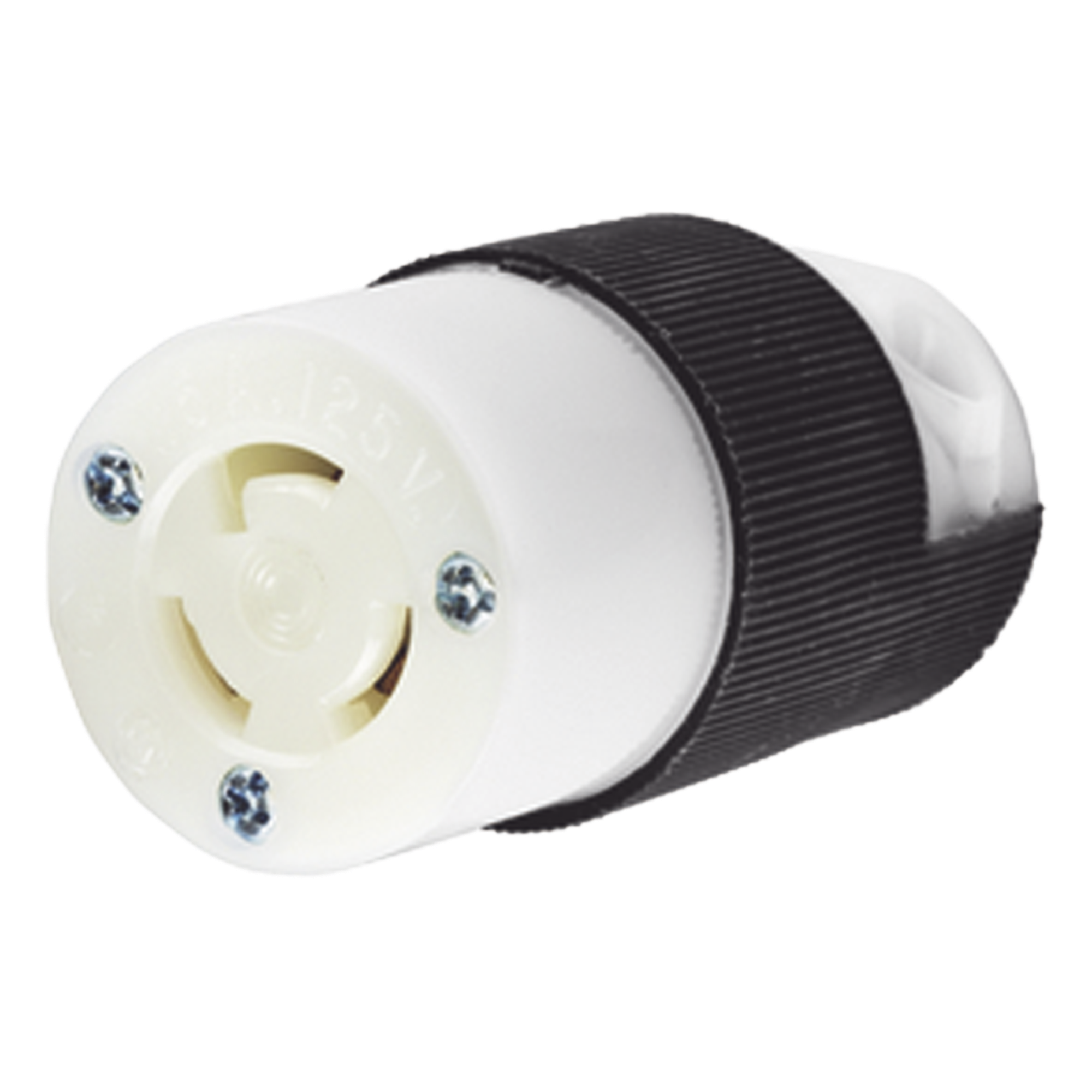 Conector Industrial con Bloqueo de Media Vuelta / 15 A 125 V CA / 2 Polos 3 Hilos / Color Blanco y Negro / Nema L5-15R.  — HUBBELL · SKU HUB-HBL-4729C