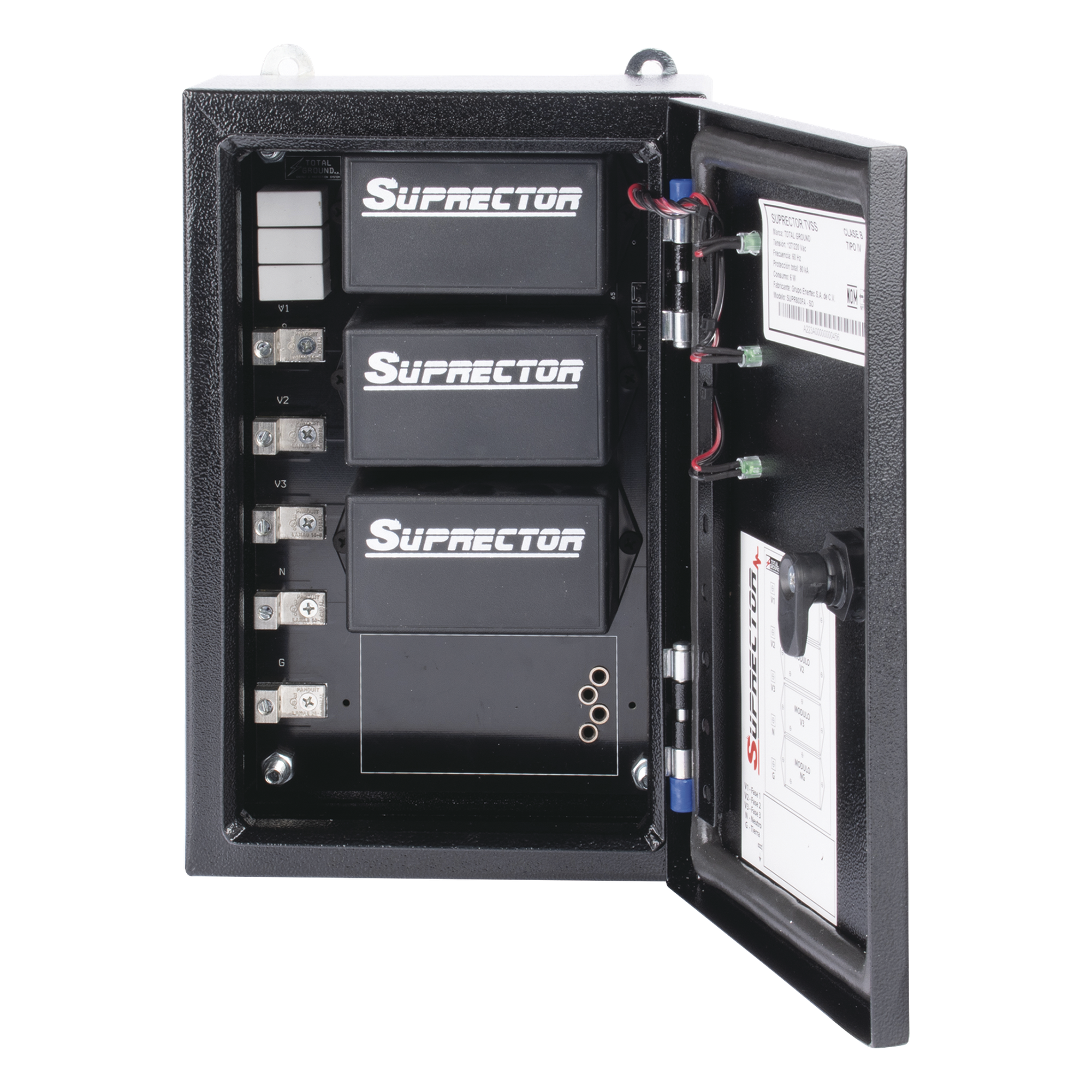 Supresor de Transientes Clase B / 3 Fases / 127/220 Vca / 80 kA / Gabinete NEMA 4 / 30x20x12 cm (11.8x7.9x4.7 in)