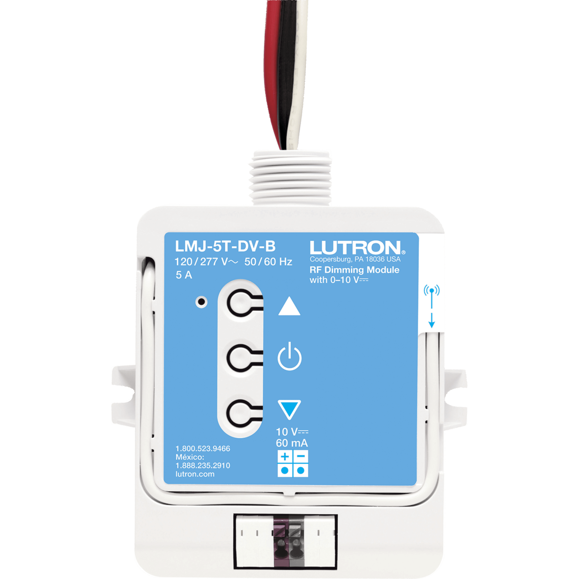 (RadioRA2) Relay control de iluminación 0-10V, carga 5A, 120/277V, compatible con RadioRA2, RA2Select y RR3.