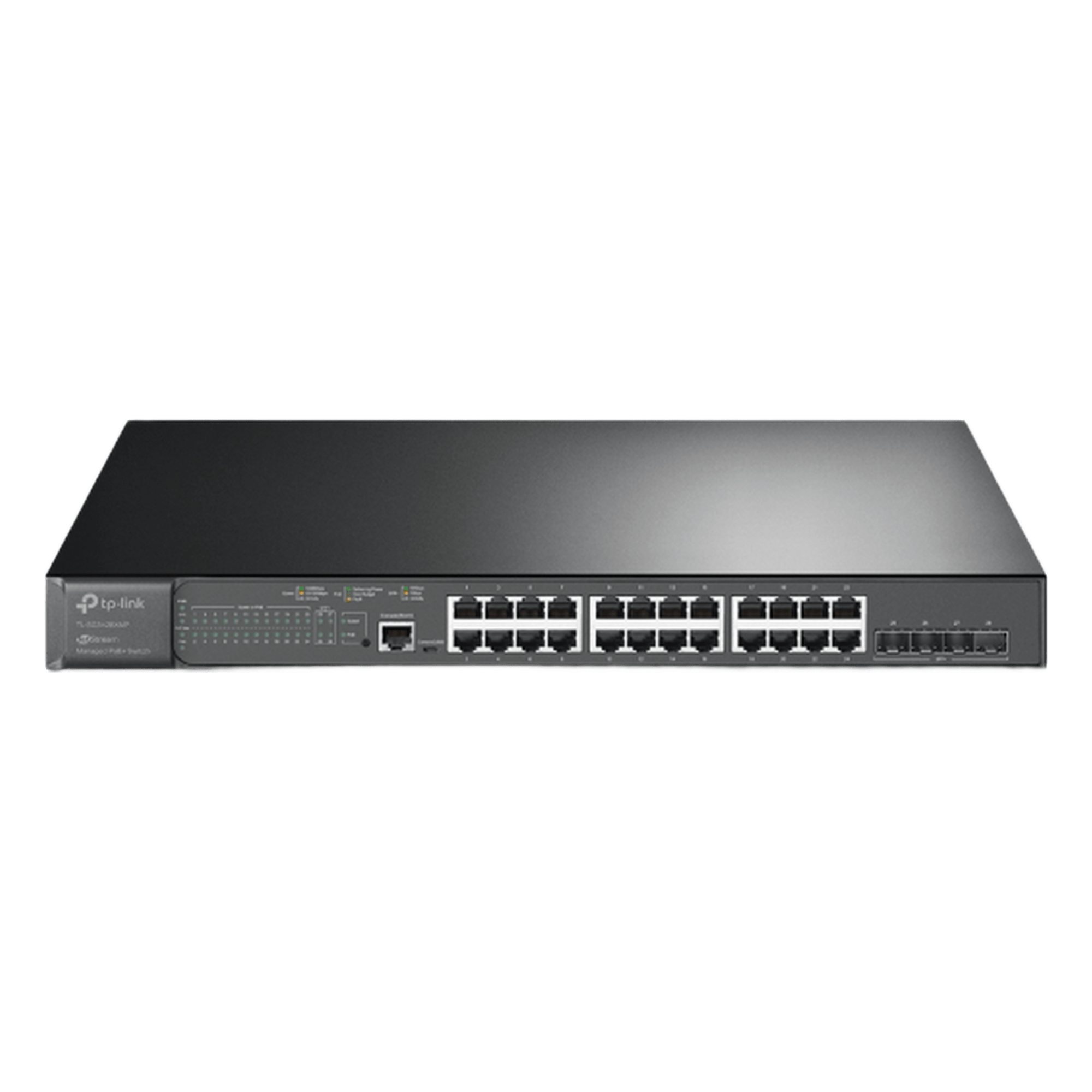 Switch L2+ Omada PoE+ / 24 Puertos PoE+ 10/100/1000 Mbps / 4 Puertos SFP+ 10G / 2 Puertos Consola (RJ45 y microUSB) / Administración Centralizada Omada o Stand-Alone / Multicast IGMP / Presupuesto PoE 384W / Montaje en Rack / (SG3428XMP) — TP-LINK · SKU TL-SG3428XMP