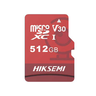 Memoria MicroSD / Clase 10 de 512 GB / Especializada Para Videovigilancia (Uso 24/7) / Compatibles con cámaras HIKVISION y Otras Marcas / 95 MB/s Lectura / 60 MB/s Escritura — HIKSEMI by HIKVISION · SKU HS-TF-E1/512G