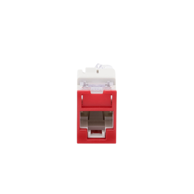 Jack Ultramax Cat6, UTP, Montaje Híbrido en Placa de Pared (Plano y Angulado), Color Rojo, Punch Down