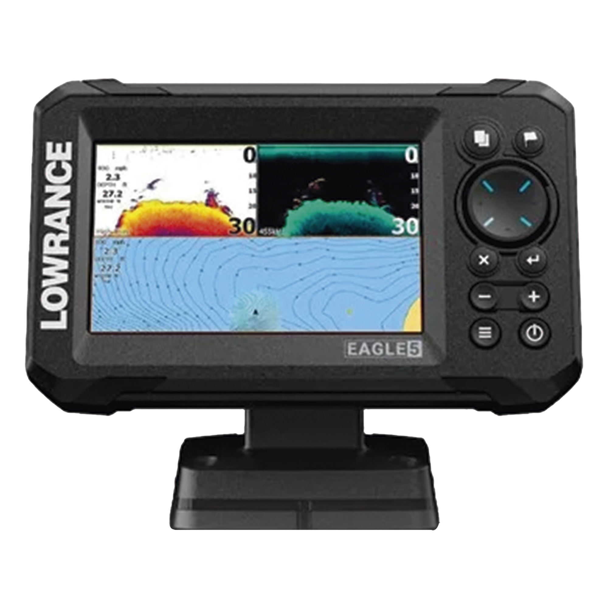 Eagle-5 ecosonda en pantalla horizontal IPS de 5 pulgadas, incluye transductor skimmer 50/200 kHz — LOWRANCE · SKU 000-16310-001