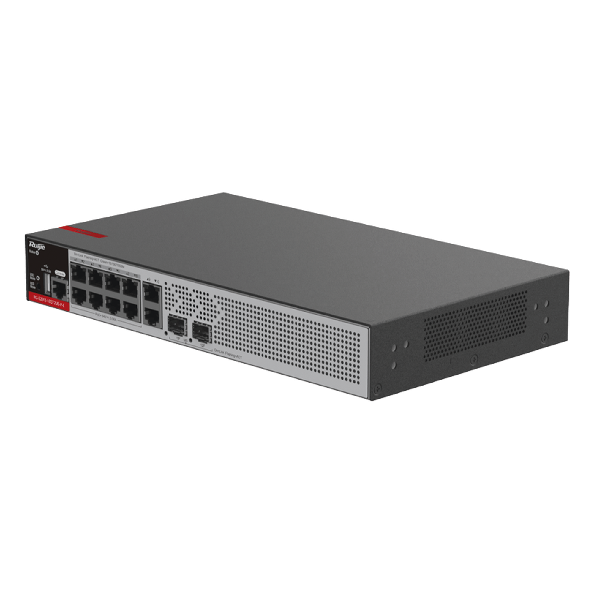 Switch PoE+ Empresarial 125 Watts, Administrable L2+, 8 Puertos PoE Gigabit , 2 Puertos Uplink Gigabit y 2 Puertos Uplink SFP 2.5G — RUIJIE · SKU RG-S2915-10GT2MS-P-L