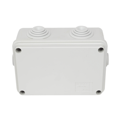 Caja Estanca de PVC Para Derivación y Conexión, 6 Entradas, Tapa Atornillada, 120x80x50 mm (Área interna), Uso Exterior IP55, Material que no Propaga el Fuego y Libre de Hálogenos