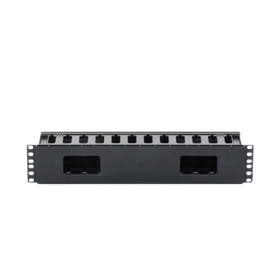 Organizador de Cables Horizontal de 2U para Rack de 19", Fabricado en Polímero Resistente a Deformaciones y Rayones