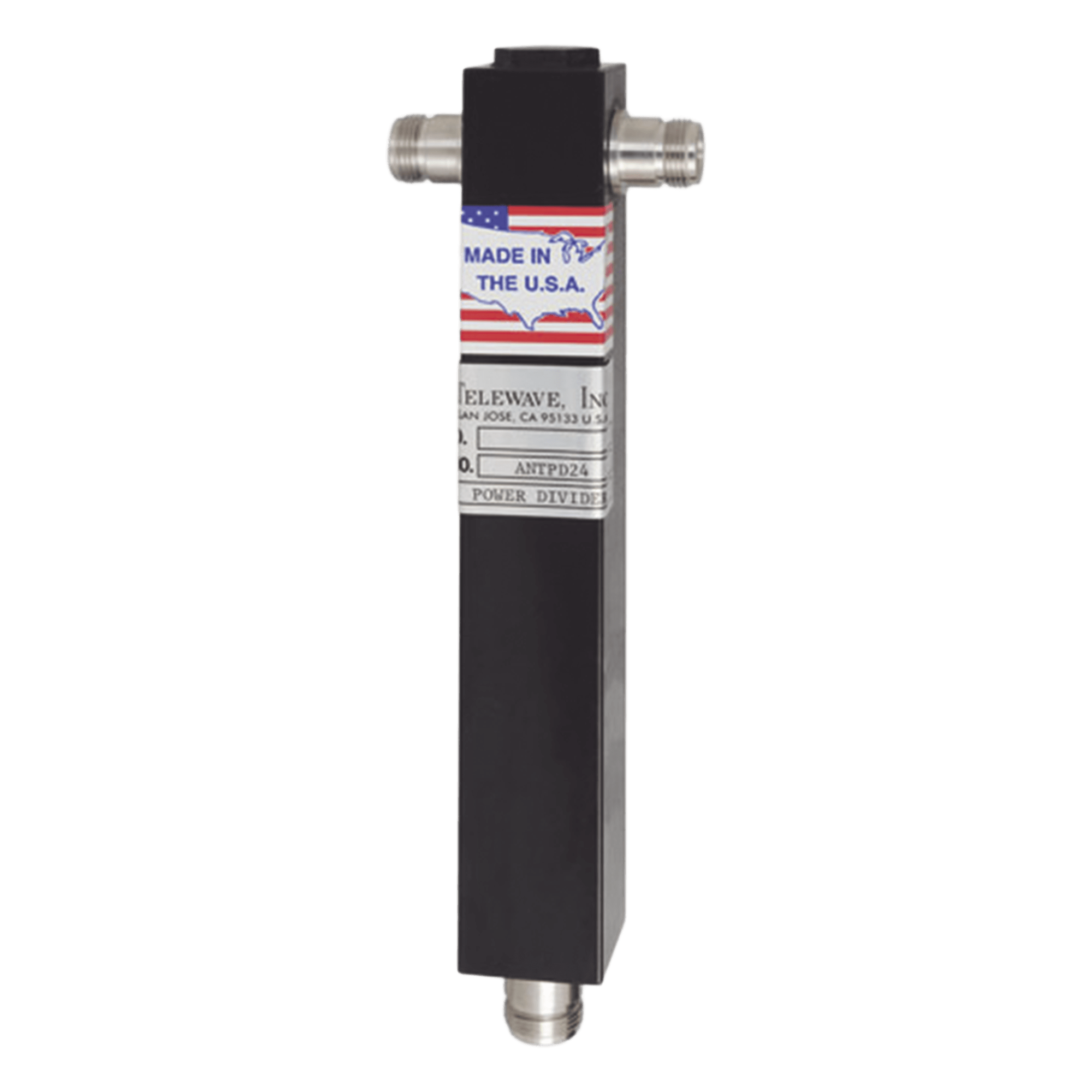 Divisor de Potencia de 2 Vías, 350-600 MHz, 500 W, Conectores N Hembra. — TELEWAVE, INC · SKU ANTPD-24