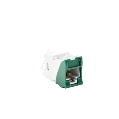 Jack Ultramax Cat6, UTP, Montaje Híbrido en Placa de Pared (Plano y Angulado), Color Verde, Punch Down