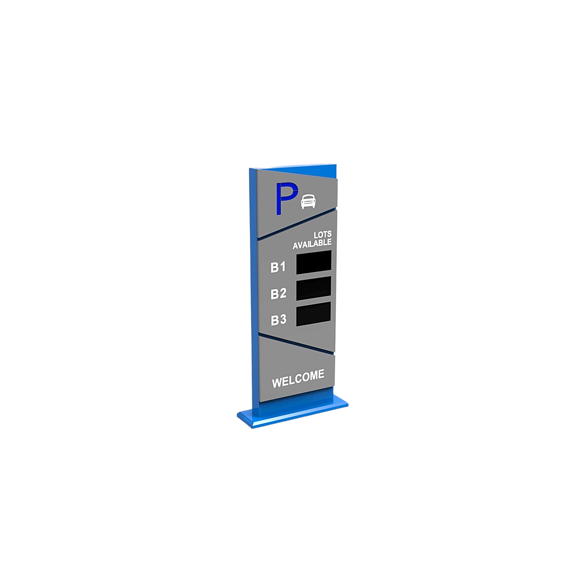 Pantalla Principal de Guía de Estacionamiento / 3 Módulos / Mensaje de Bienvenida / Uso con Aplicación de Guía de Estacionamiento — HIKVISION · SKU DS-TVB200(3MODULE)