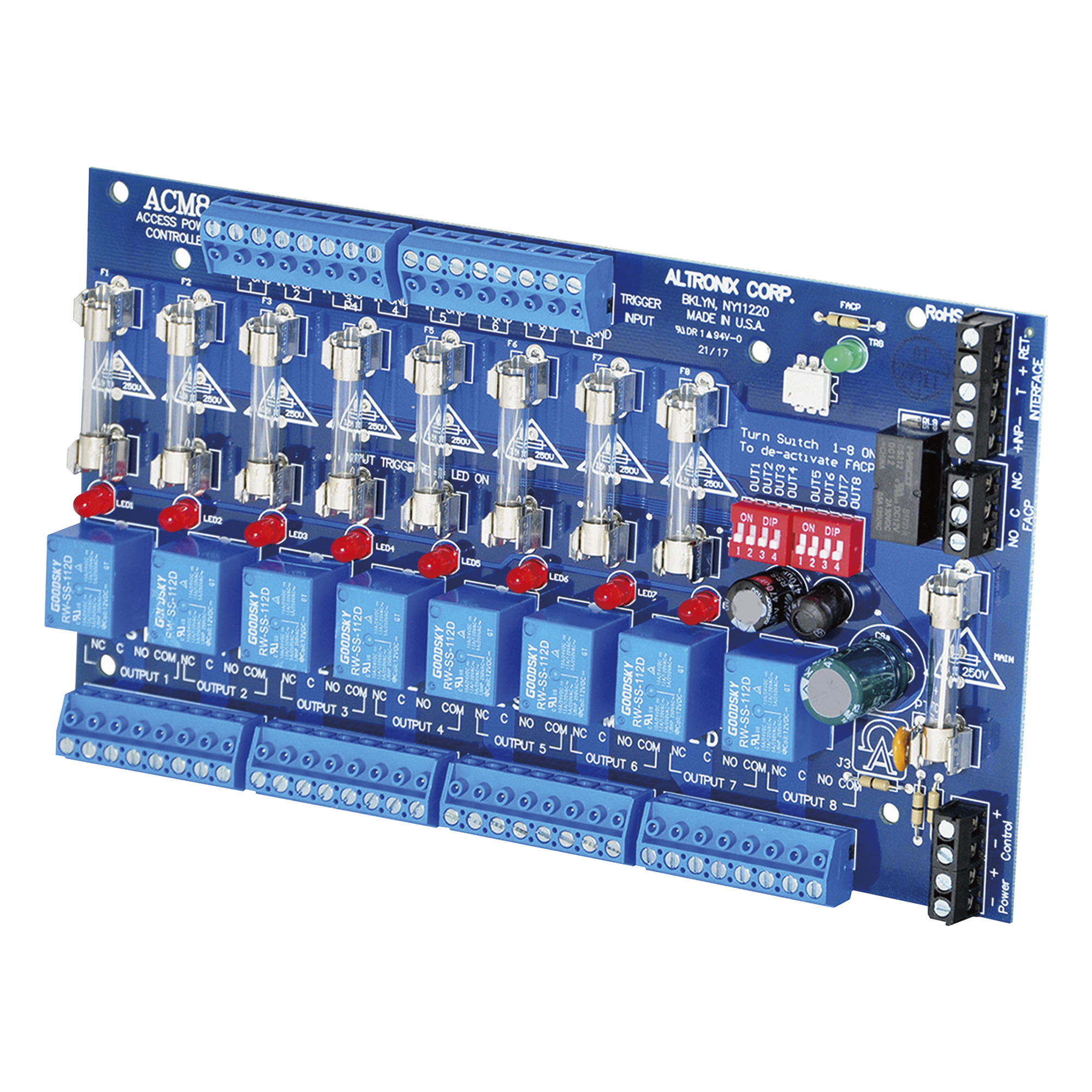 Tarjeta de control / 8 entradas @ 8 salidas / Requiere alimentación de 12 a 24 Vcd — ALTRONIX · SKU ACM8