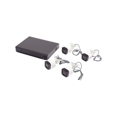 [Dual Light] Kit TurboHD 3K (5 Megapixel) / DVR 4 Canales / 4 Cámaras Bala para Exterior y Metal / Micrófono Integrado / Accesorios de Interconexión / Fuente de Poder