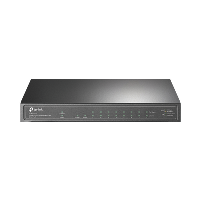 Switch de escritorio PoE+, no Administrable 8 puertos 10/100/1000 Mbps + 1 puertos 10/100/1000 Mbps (Uplink) + 1 puerto SFP, 63W