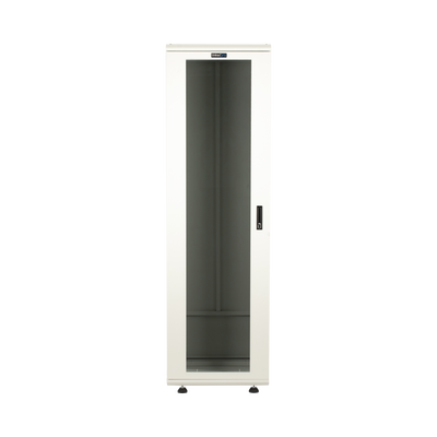 Gabinete Rack 42 Unidades / Piso 19 Pulgadas / Puerta Cristal Templado / Capacidad Carga 1000 Kg / Acero Calibres 16-18-20 / Ventilación Superior / Cerradura Seguridad, Niveladores Incluidos