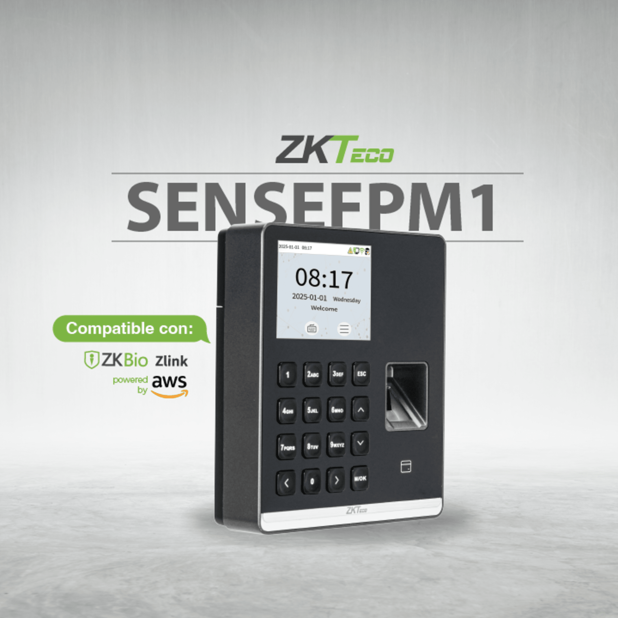 Terminal Biométrica de Asistencia / Huella Digital y RFID / 500 Usuarios / Pantalla 2.8" / WiFi / ZKBio Zlink / USB