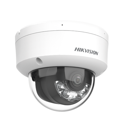 [Dual Light] Domo IP 8 Megapixel (4K) / Lente 2.8 mm / 30 mts IR + 30 mts Luz Blanca / Micrófono Integrado / Antivandálico IK08 / ACUSENSE Lite / Exterior IP67 / H.265 / PoE / Micro SD