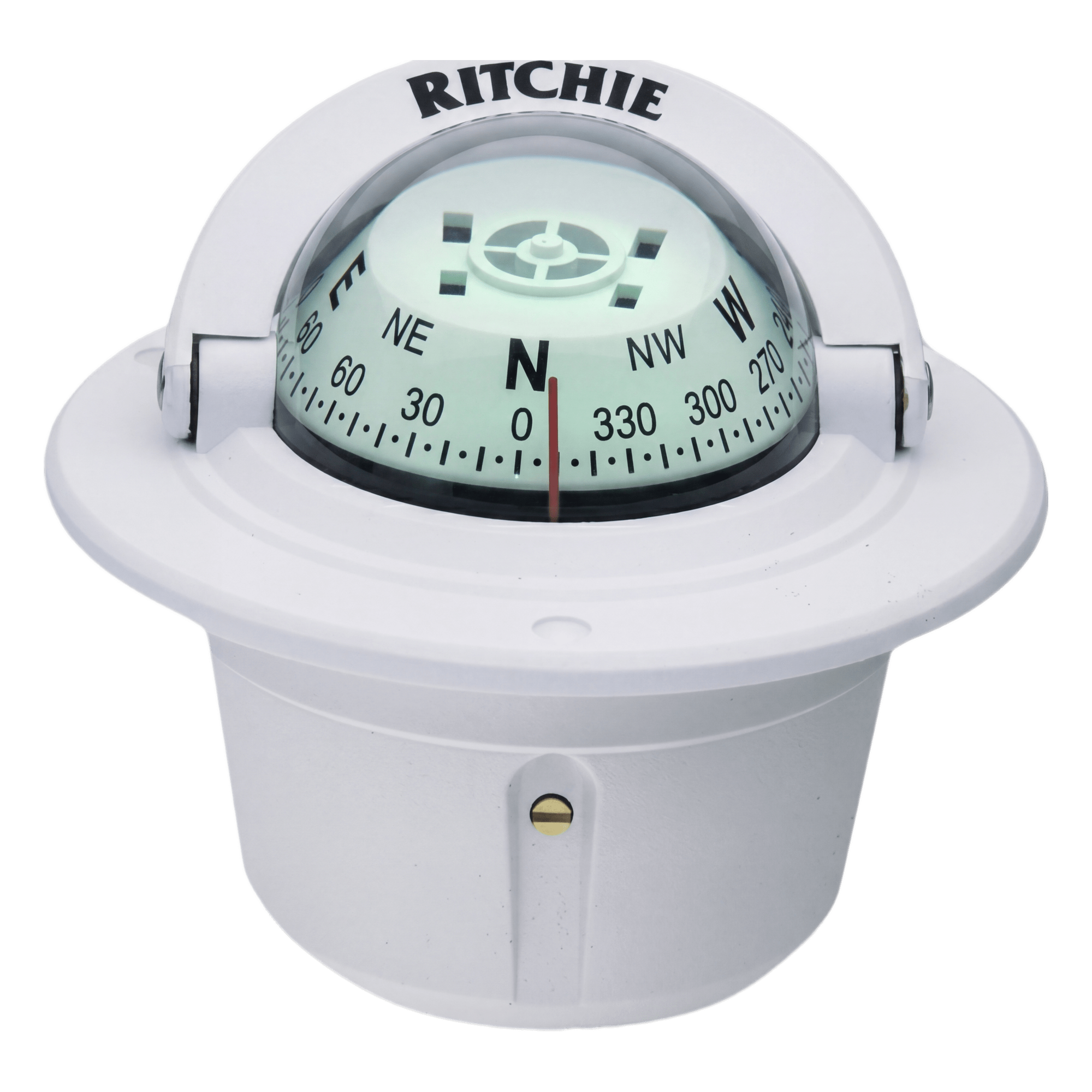 Brújula de Navegación Marítima Ritchie F-50W / Montaje Flush / Dial 2 3/4" (70 mm) / Iluminación Nocturna Verde / DirectiveForce Magnets / Construcción Compuesta Alta Temperatura / 100% Reparable — RITCHIE · SKU F-50W