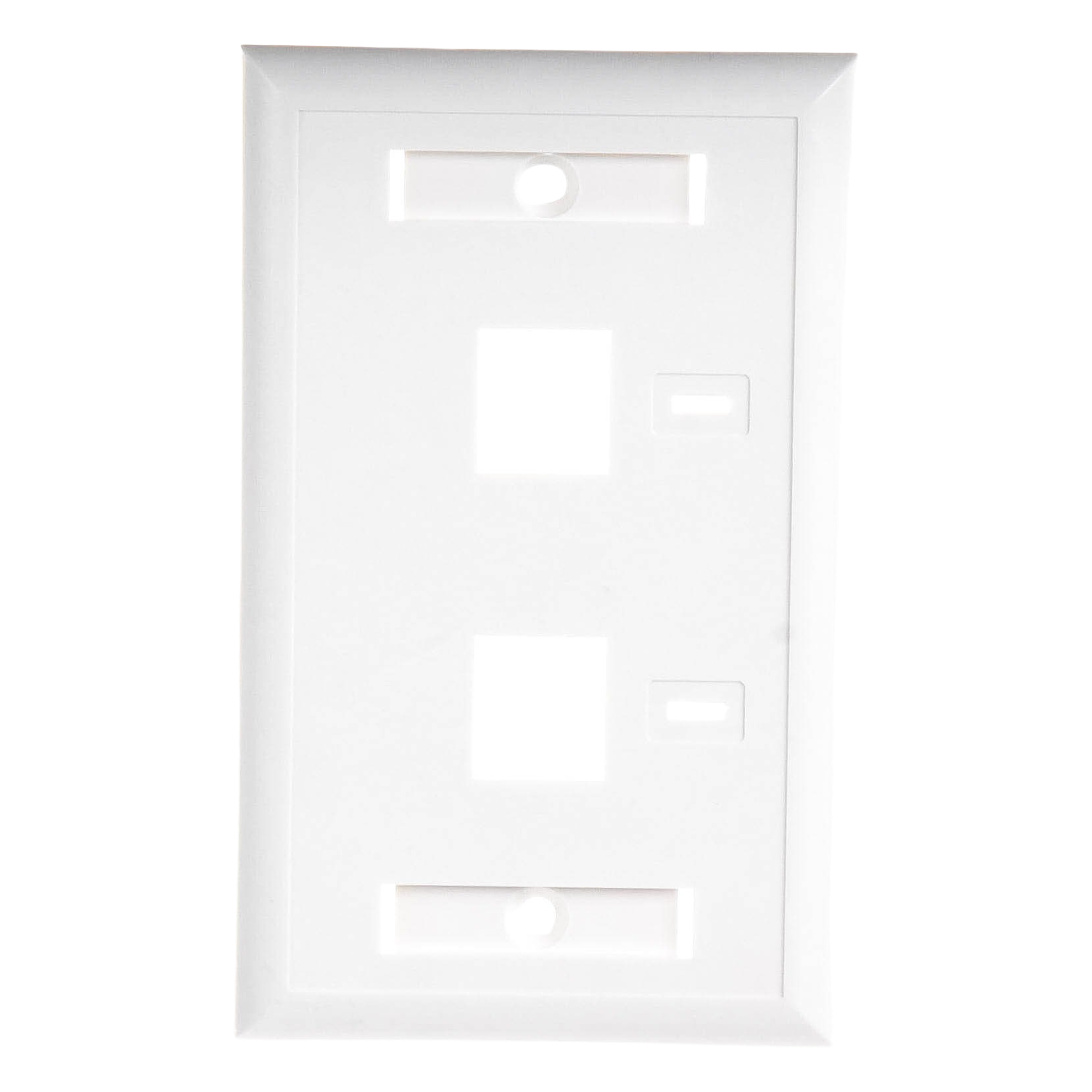 Placa de Pared de 2 Puertos, Keystone, con Espacio para Etiqueta, Color Blanco