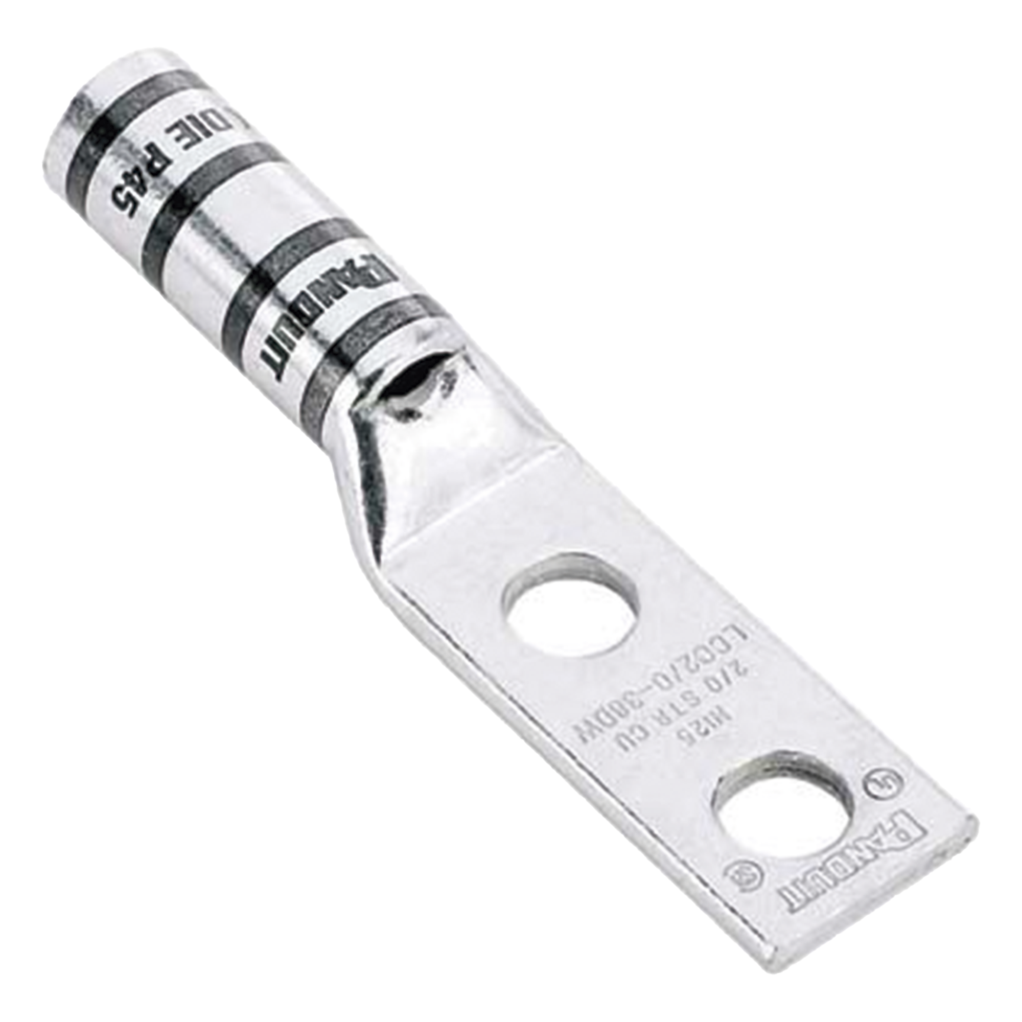 Zapata de compresión LCC6-12W-L para cal. 6 Awg, Doble barreno para tornillo prisionero de 1/2, Espaciado de orificio 44.5mm, 1 Pz — PANDUIT · SKU LCC6-12W-L