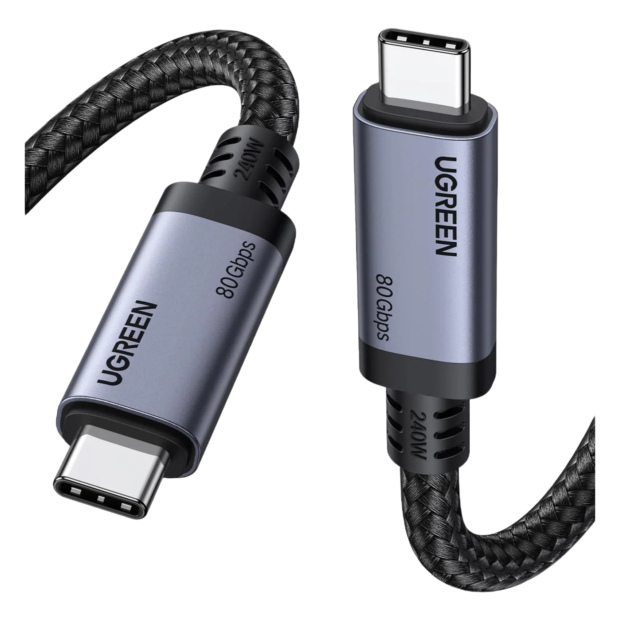 Cable USB-C Thunderbolt 5 / 80 Gbps Bidireccional / 120 Gbps Unidireccional / 1 m (3.28 ft) / PD 3.1 100W / 24 Pines / E-Marker IP2133H — UGREEN · SKU 65383