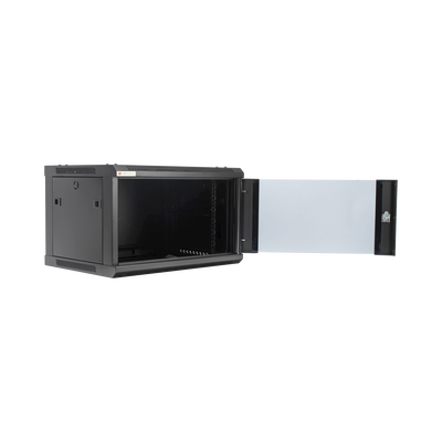 Gabinete PRECISION, Con Puerta de Cristal Templado, de 19in, 6UR, 450mm de Profundidad, Color Negro
