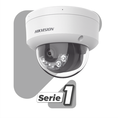 [Dual Light] Domo IP 2 Megapixel / Lente 2.8 mm / 30 mts IR + Luz Blanca / Micrófono Integrado / Antivandálico IK08 / ACUSENSE Lite / Exterior IP67 / H.265+/H.264+ / PoE / ONVIF (Profile S/T)