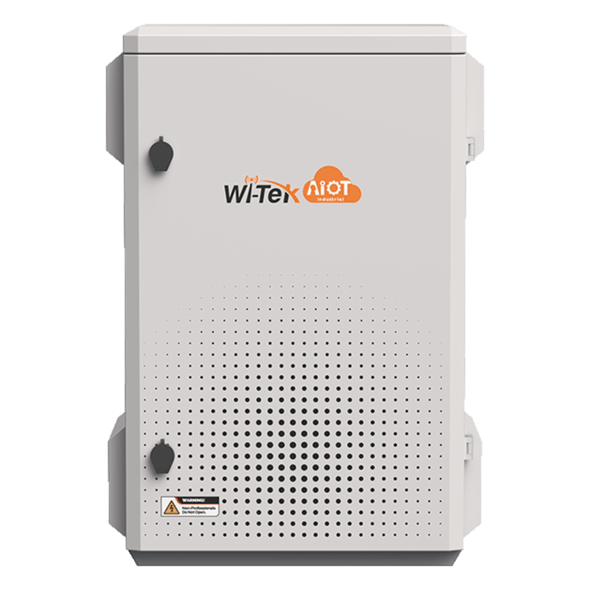 Gabinete de Acero Ventilado para Exterior 380 x 660 x 240 mm con Rieles DIN y 4 Placas Laterales para Montaje de Equipos por Fuera — WI-TEK · SKU WI-IOTBOX03-V3