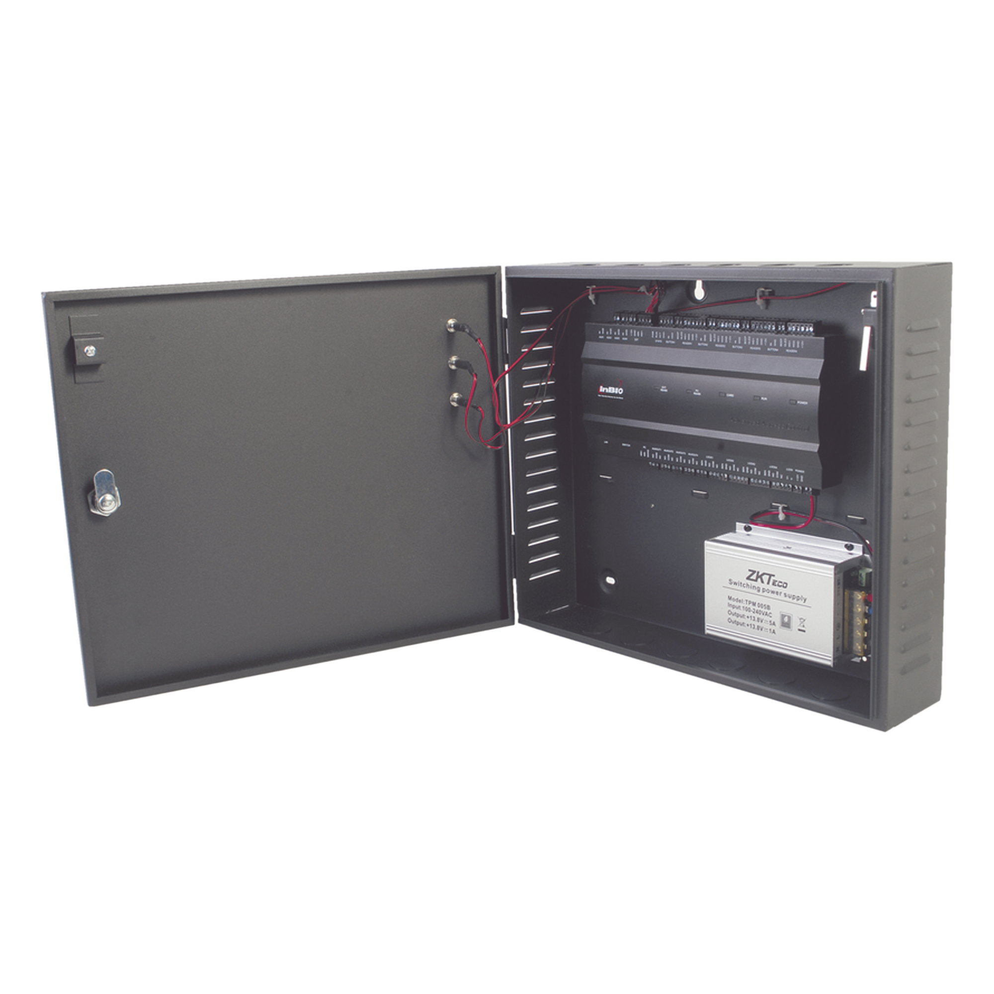 Controlador de Acceso 4 Puertas / 3,000 Huellas 30,000 Tarjetas / TCP/IP / Gabinete Metálico y Fuente 12V 5A — ZKTECO · SKU INBIO460L
