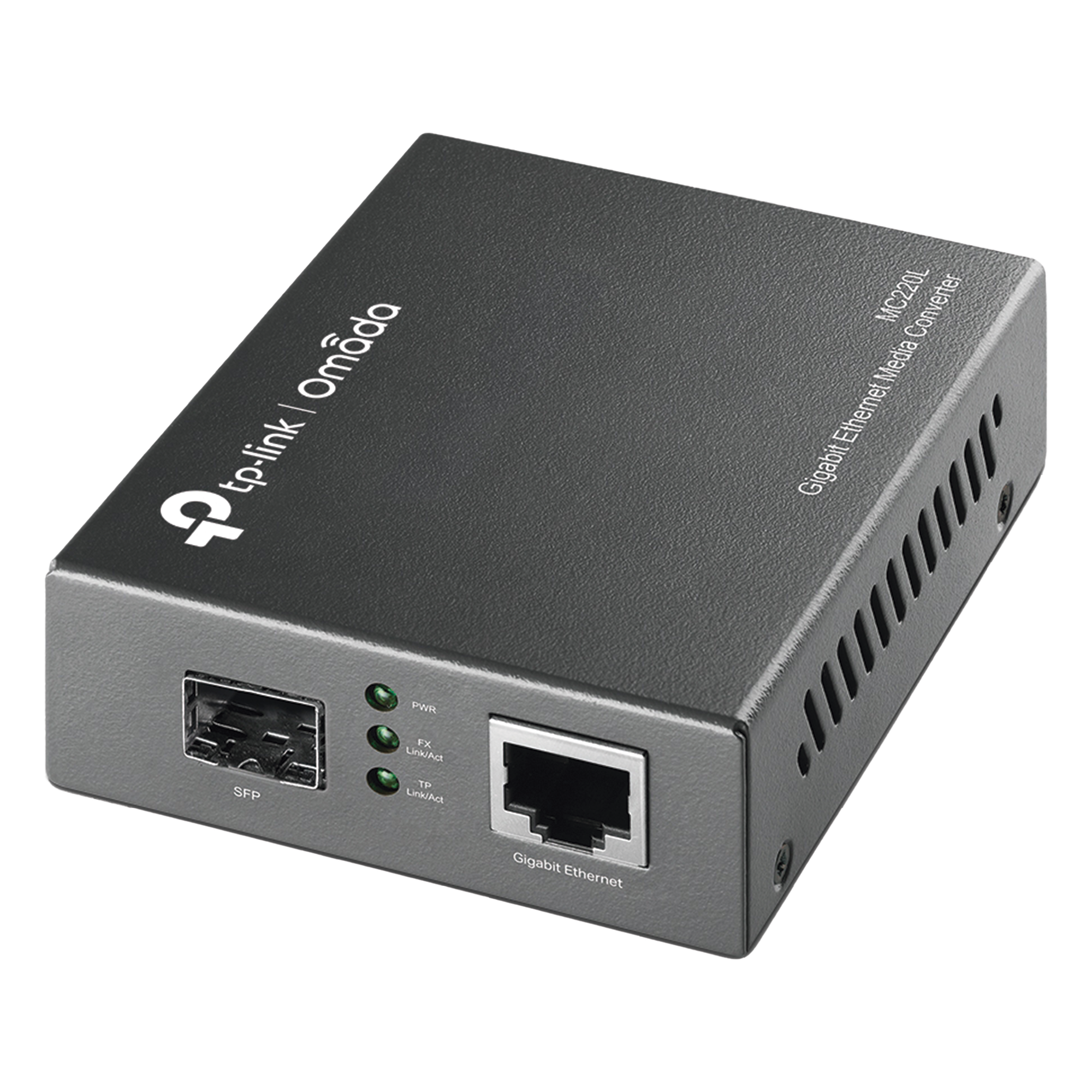 Convertidor Fibra Óptica Monomodo o Multimodo / 1 Puerto SFP 1000 Mbps / 1 Puerto RJ45 10/100/1000 Mbps / Plug and Play — TP-LINK · SKU MC220L