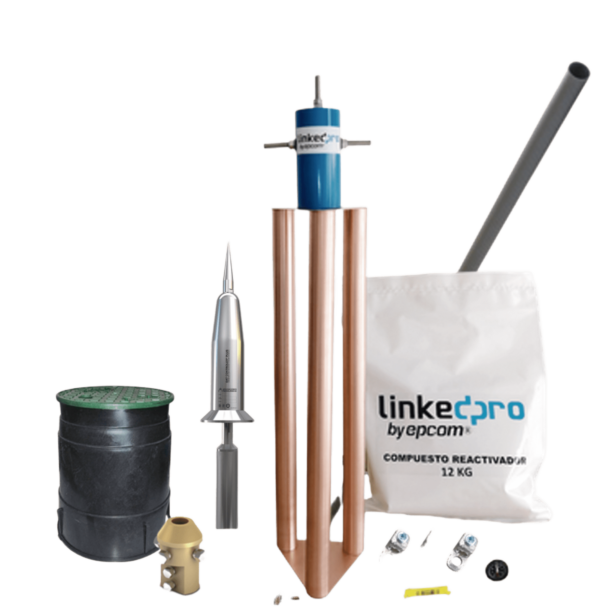 Kit Pararrayo PDC Dat Controler Plus Avance de Cebado:30 µs. Diámetro de Protección Máx: 100 m. Incluye Electrodo y Accesorios p/Torre. — APLICACIONES TECNOLOGICAS · SKU AT-1530-KIT