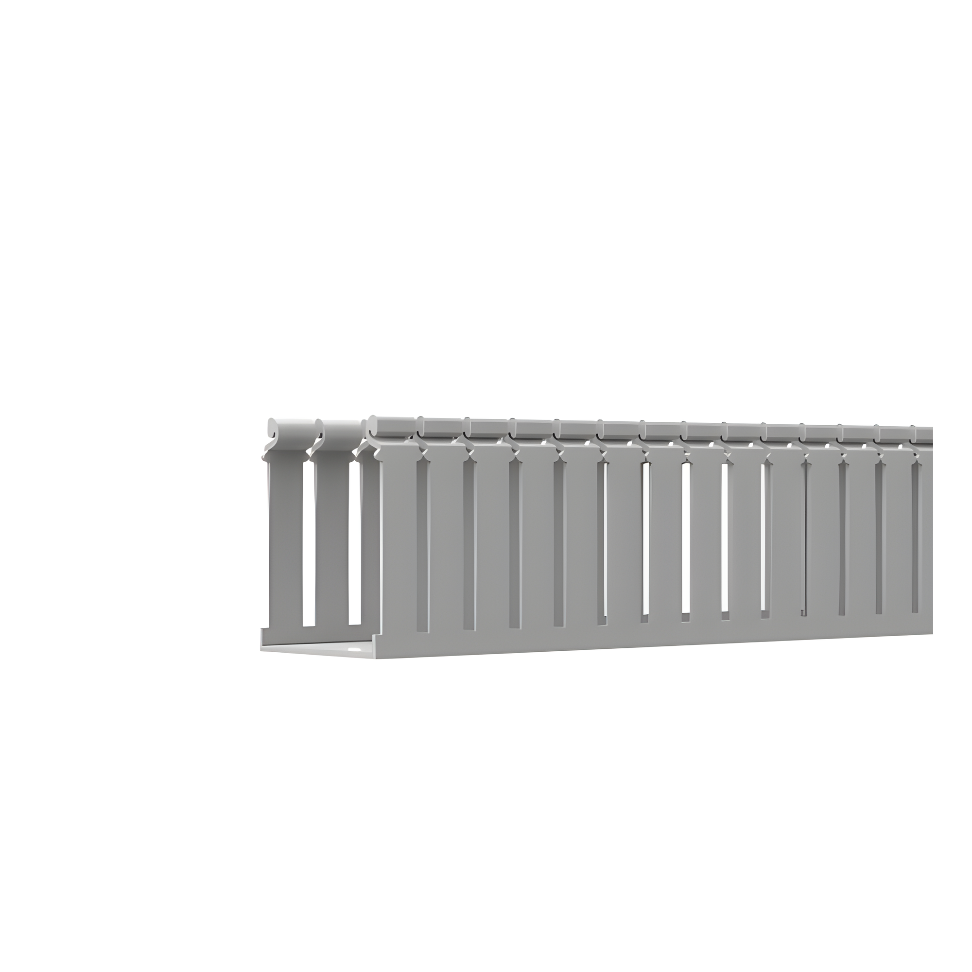 Canaleta Ranurada de PVC con Tapa, Tipo F, 108 mm de Ancho, 104.1 mm de Alto y 2 m de Largo, Color Gris — PANDUIT · SKU FC4X4LG2