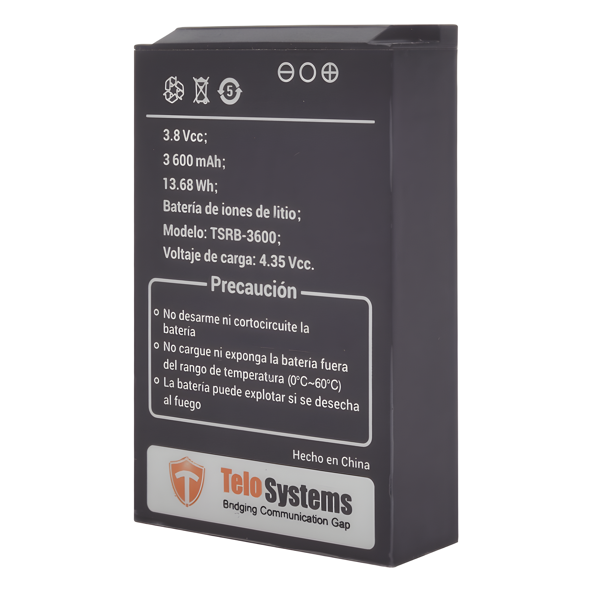 Batería de Li-Ion Para Radios TE580PLUS Telo Systems — TELOX · SKU TSRB-3600