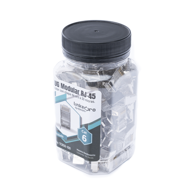 Bote con 100 Piezas de Plug Modular RJ45 Cat6 Blindado con Pin de Tierra, Chapado de Oro a 30 Micras para Durabilidad Extrema