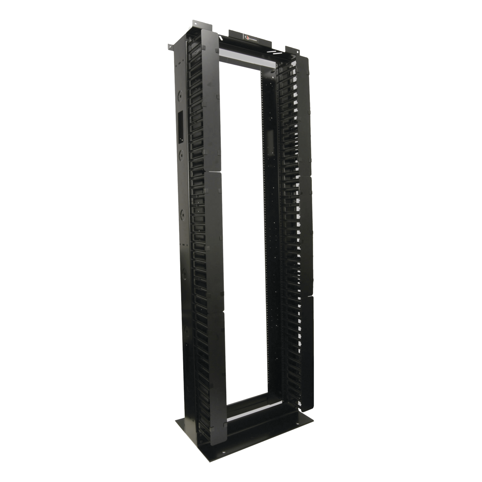 Rack de Aluminio System de 7ft x 19in, 45UR, Con organizadores verticales, conexión de tierra y accesorios de montaje
