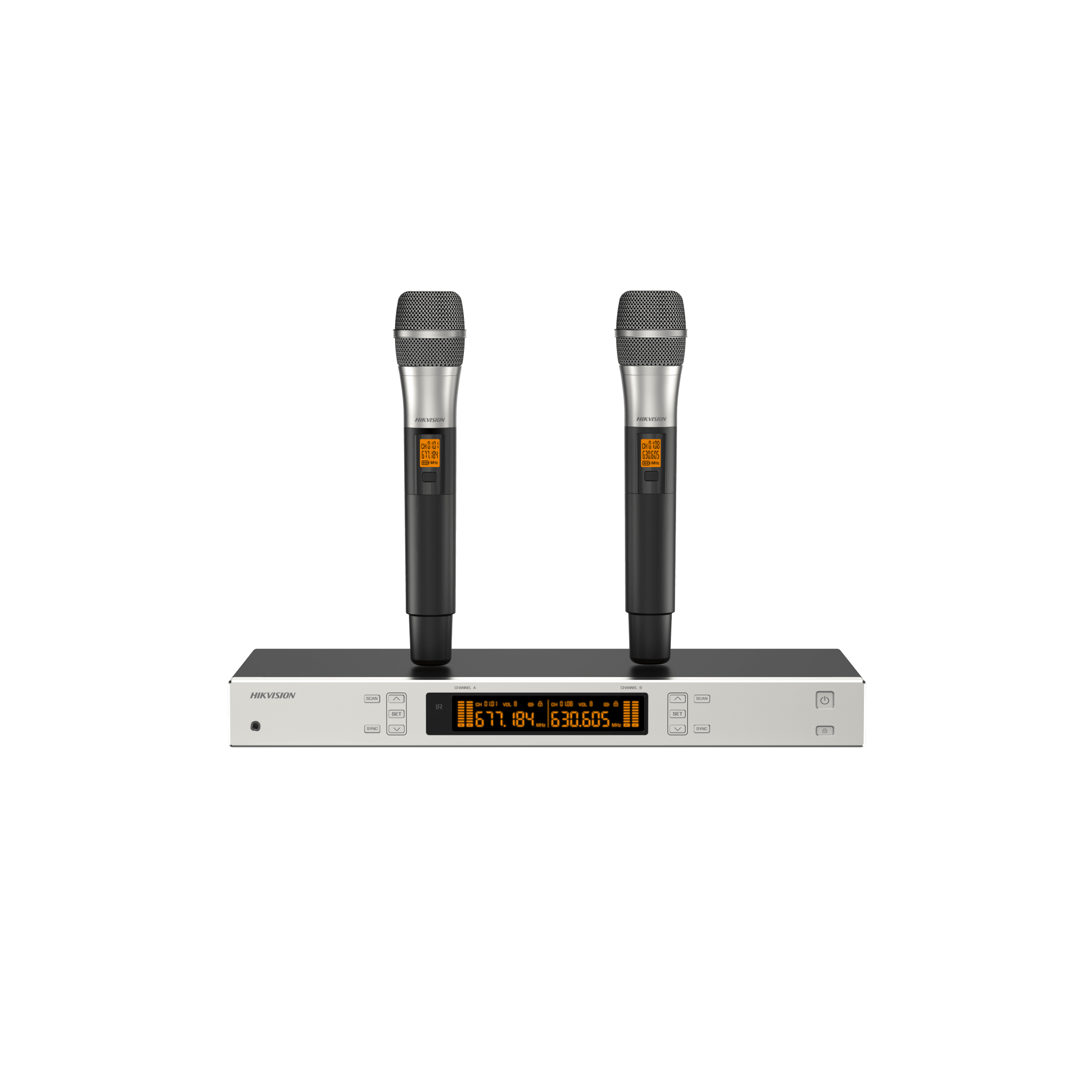 Sistema de Micrófono Inalámbrico UHF / 2 Canales / 2 Micrófonos de Mano / Frecuencia 821-942 MHz / Distancia 100 m / Salida Balanceada y No Balanceada / Sincronización Infrarroja / Recepción True Diversity