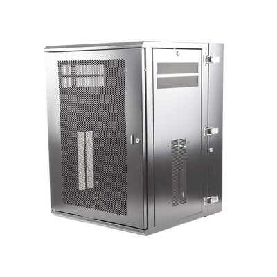 Gabinete PanZone de Montaje en Pared, de 19in, Puerta Ventilada, 18 UR, 635mm de Profundidad, Color Negro