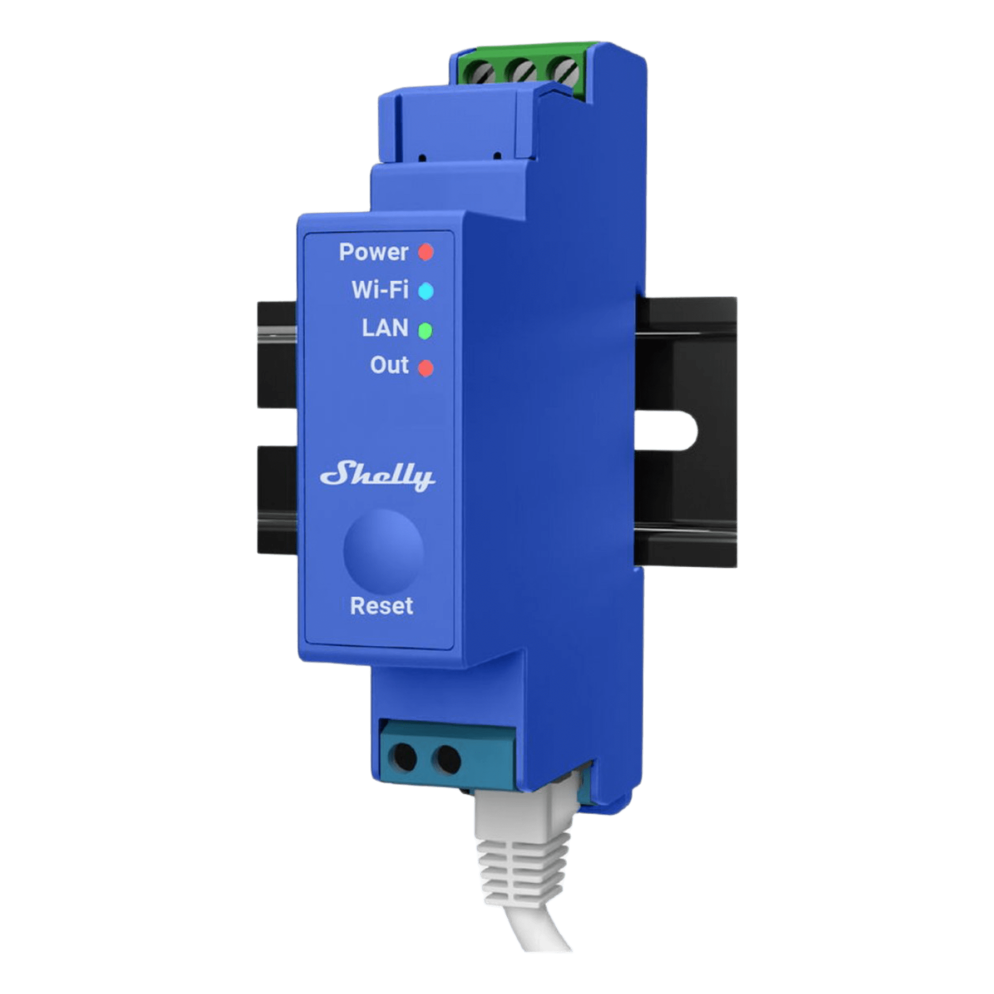 Relevador / Contacto Seco / Interruptor WIFI/ Industrial y residencial inteligente / Hasta 16A / Soporta Google y Alexa / Nube P2P y control Local / 1 canal y puerto ethernet — SHELLY · SKU SHELLYPRO1