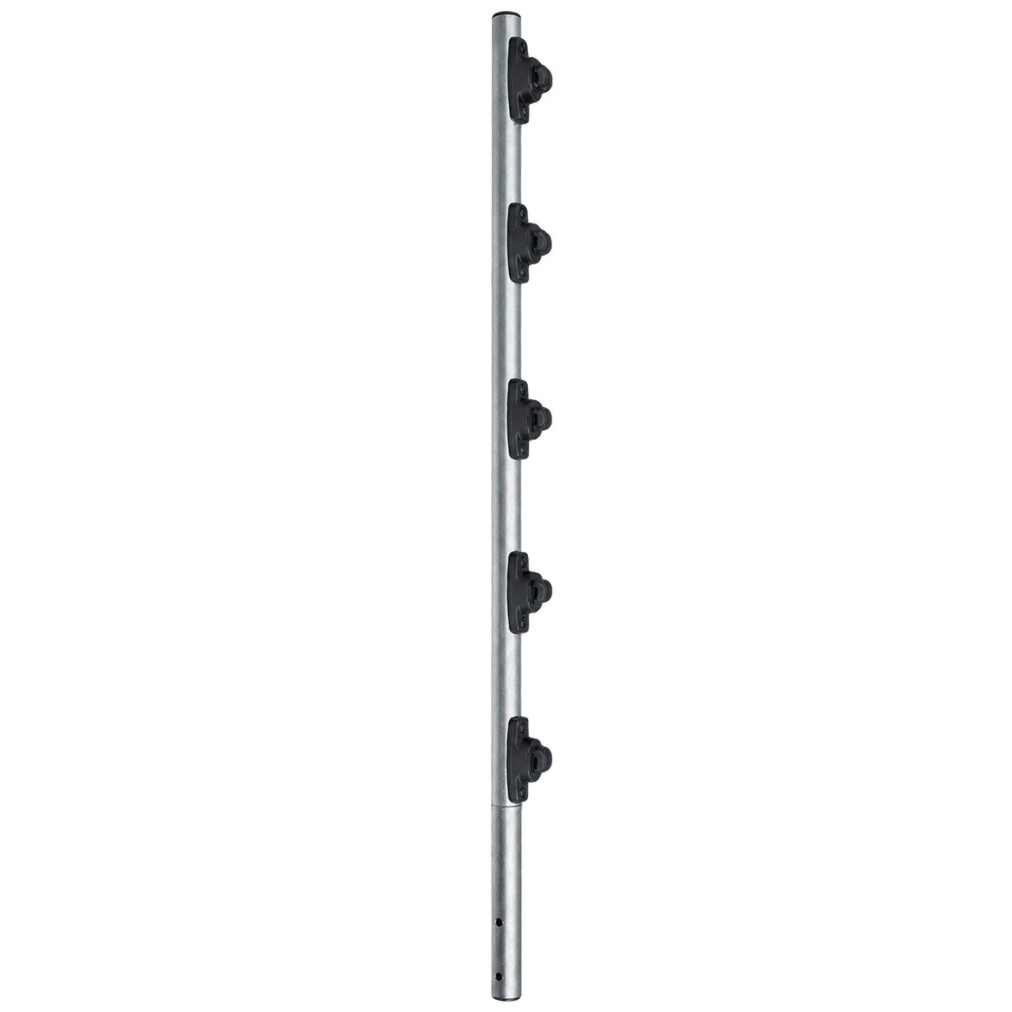 Poste de Paso / Tubo de Acero Galvanizado / Diámetro 1" / Longitud 120 cm / 5 Aisladores / Sin Pintar / Peso 0.9 KG — SFIRE · SKU SF-POST-5