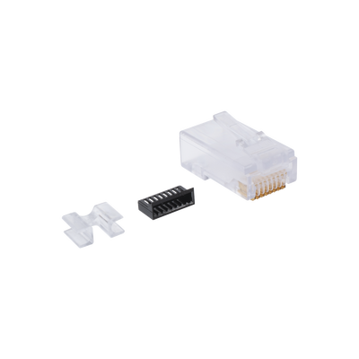Plug RJ45 Cat6, Para Cable UTP Calibre 23 a 26 AWG, Chapado en Oro de 50 Micras, Bolsa con 50 Piezas