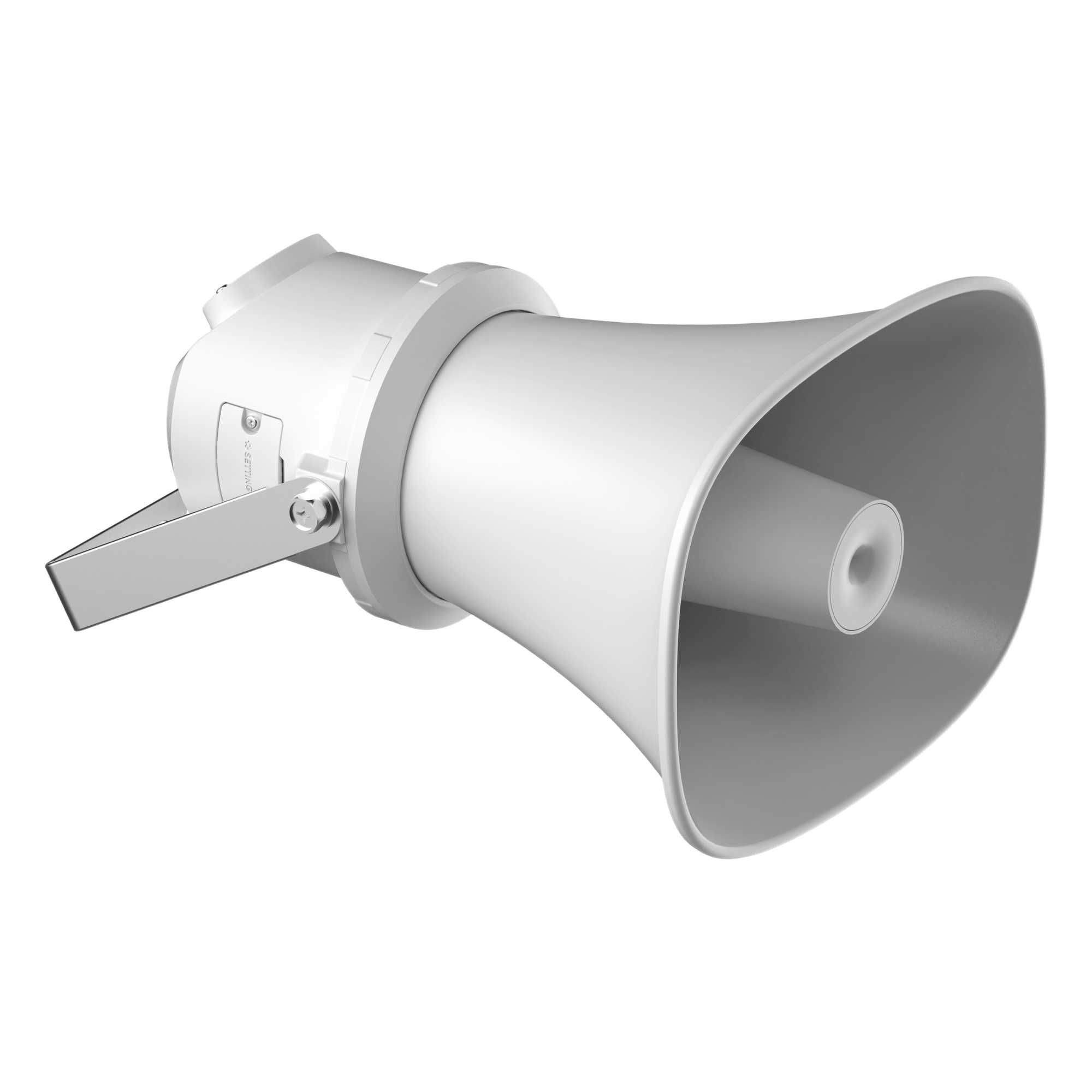 Bocina (Altavoz IP ) | Tipo Trompeta | 7 Watts | No requiere amplificador | PoE+ | Exterior IP67 | Metal | Voceo en tiempo real | Calendarización de audios | Síntesis de Voz (TTS) | Entrada de alarma — HIKVISION · SKU DS-QAZ1307G1T-E(C)