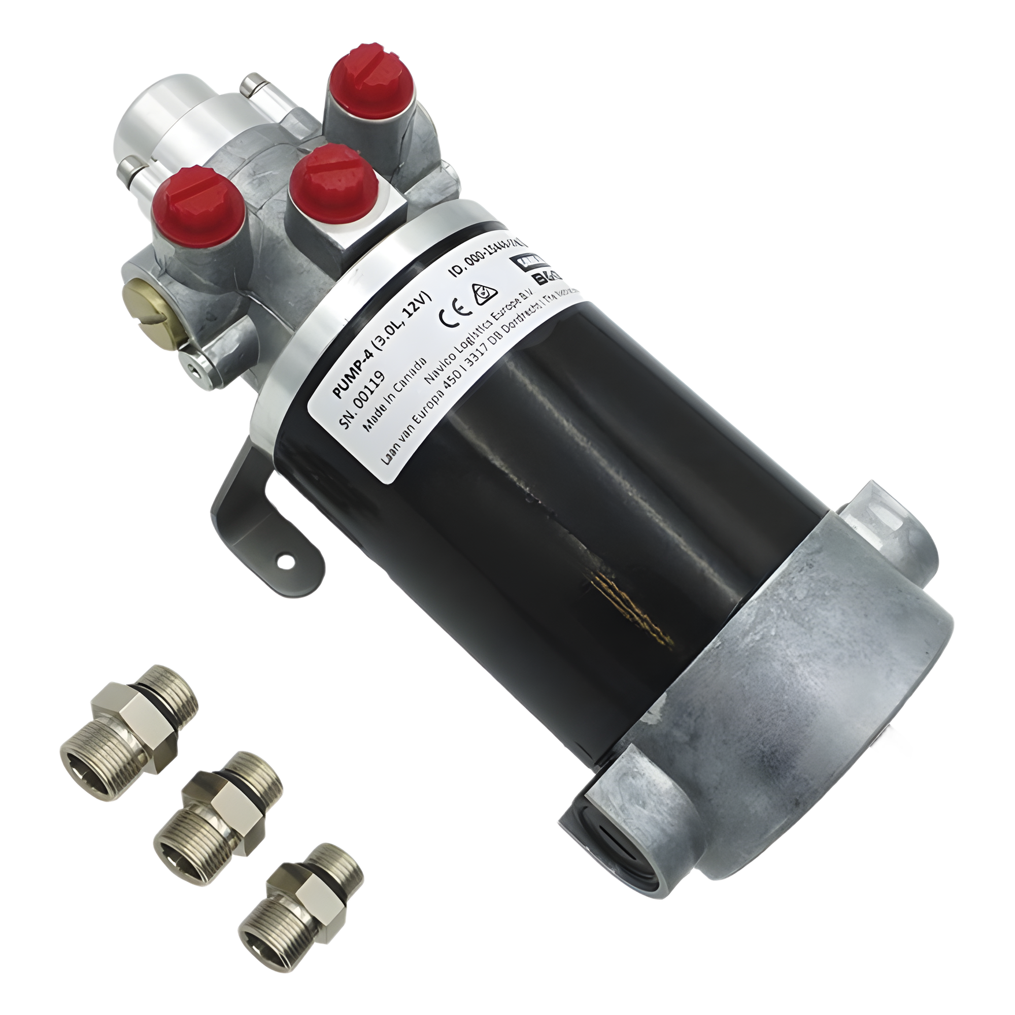 Bomba Hidráulica de Engranajes PUMP-4 / 12 V CC / Reversible / Caudal 3.0 L/min / Desplazamiento Cilindro 290-960 cc / Conexiones ORB / Compatible con SteadySteer / Requiere Sistema NAC-3 o AC42