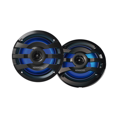 Par de altavoces fabricados en grado marinos en rejilla color negro de 6.5" con iluminación led, potencia máxima de 260 W