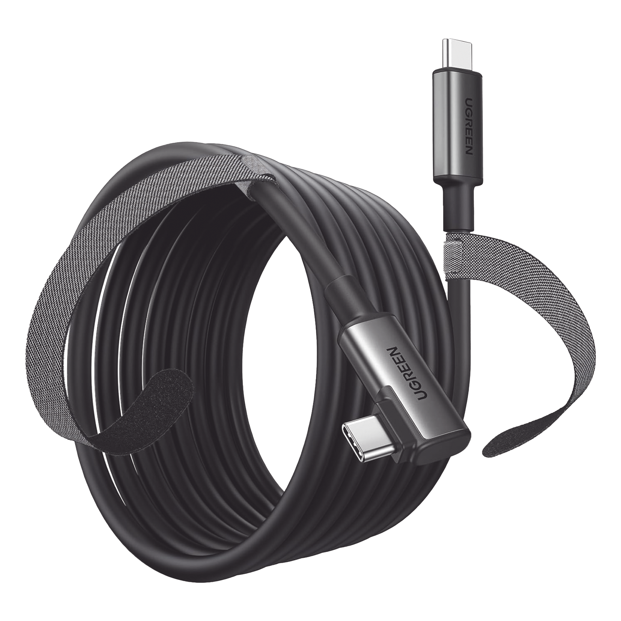 Cable USB-C a USB-C / 5 m (16.4 ft) / USB 3.0 5 Gbps / Carga 3A / Conector Angulado 90° / Nylon Trenzado — UGREEN · SKU 90629