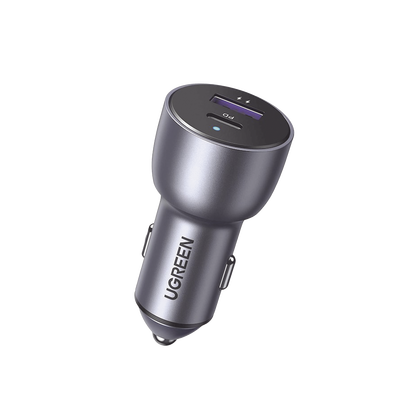 Cargador de Auto 52.5W | Puerto USB-A y USB-C | Carga Rápida | Compatible con Vehículos de 12 y 24 VCD | PD3.0 + QC3.0 | Chip Inteligente | Diseño Compacto Mayor Eficiencia Energética | Caja de Aluminio