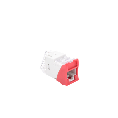 Jack Ultramax Cat5e, UTP, Montaje Híbrido en Placa de Pared (Plano y Angulado), Color Rojo, Punch Down