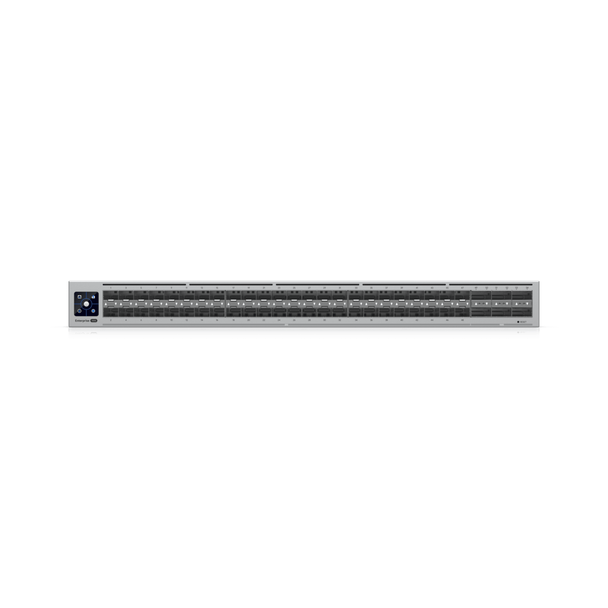 UniFi Switch Enterprise Campus Aggregation, Capa 3, 48 puertos Etherlighting SFP28 de 25G, 6 puertos QSFP28 de 100G, 5 abanicos, ruteo dinámico BGP, doble fuente redundante, alta disponibilidad, enlace multichasis (MC-LAG) — UBIQUITI · SKU ECS-AGGREGATION
